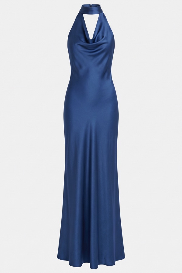 Celeste Silk Halter Gown
